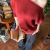 Red Rose and White Jasmine Mohair Sweater - Two-Color Floral Knit Top for a Bright and Beautiful Look, Perfect for Y2K Style