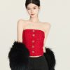 Red Strapless Knit Top - Party Princess Heavy Weight Slim Fit Vest for New Year Celebrations - Chic and Stylish Women's Fashion