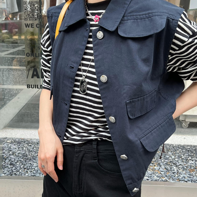 Retro 3D Pocket Work Vest for Women - BF Style Loose Casual Short Jacket Top - Trendy Y2K Fashion Outerwear