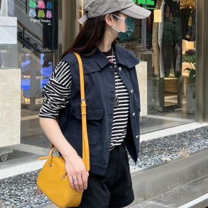Retro 3D Pocket Work Vest for Women - BF Style Loose Casual Short Jacket Top - Trendy Y2K Fashion Outerwear