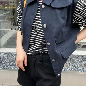 Retro 3D Pocket Work Vest for Women - BF Style Loose Casual Short Jacket Top - Trendy Y2K Fashion Outerwear