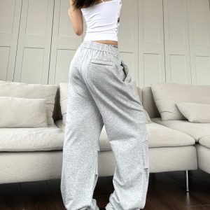 Retro American Casual Wide-Leg Drawstring Pants - Pleated Floor-Length Loose Draping Sweatpants for a Relaxed Y2K Style
