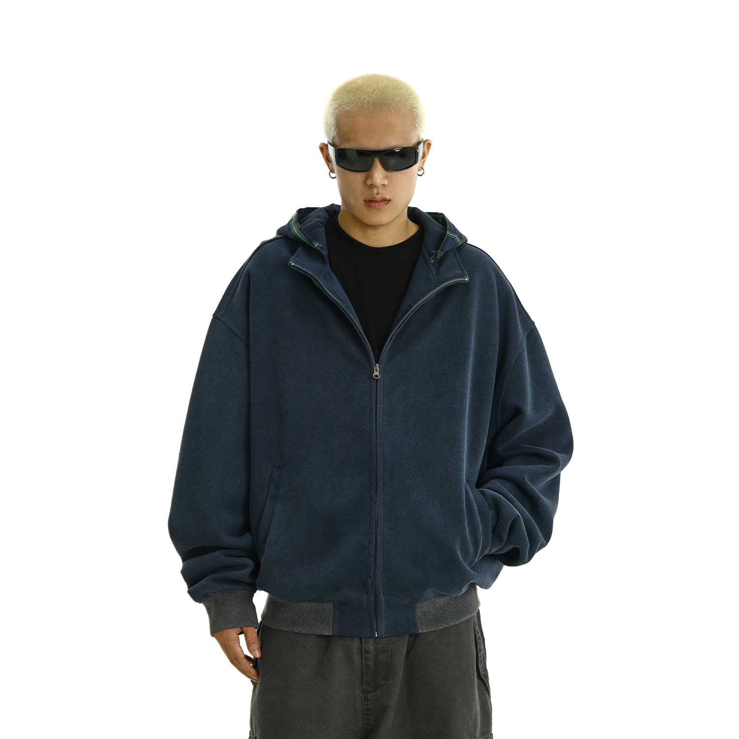 Retro American-Style Plaid Hooded Sweatshirt Jacket for Men and Women - High-End Zipper Cardigan for Autumn Streetwear