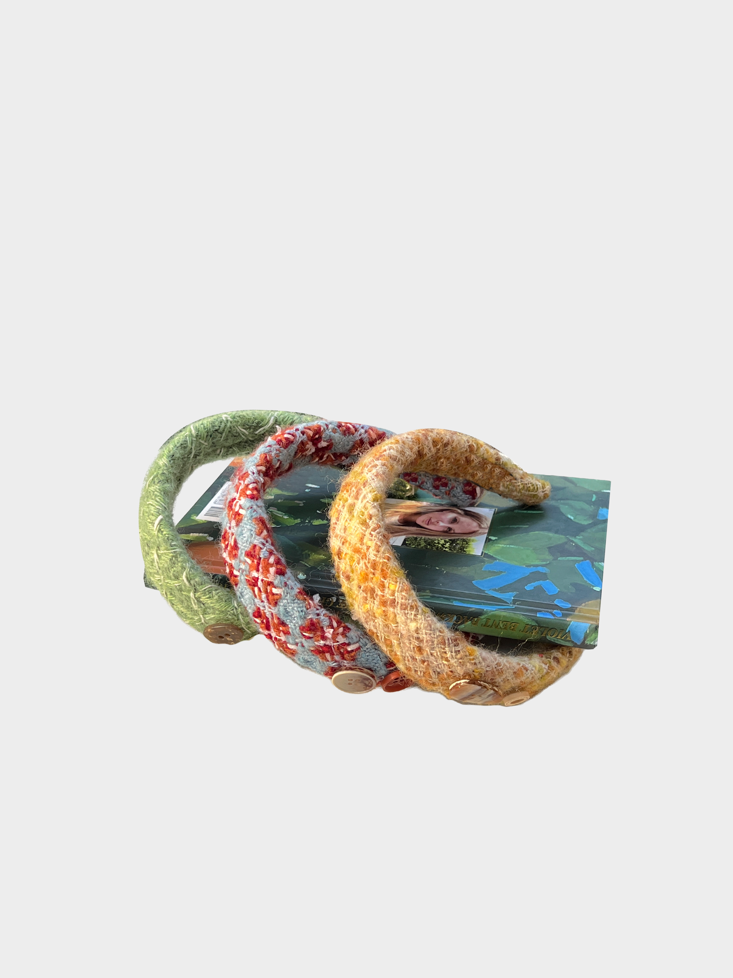 Retro Autumn Fruit Party Woolen Hairband Accessory - High-End Button Headband for Unique Style