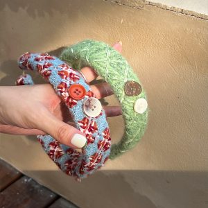 Retro Autumn Fruit Party Woolen Hairband Accessory - High-End Button Headband for Unique Style
