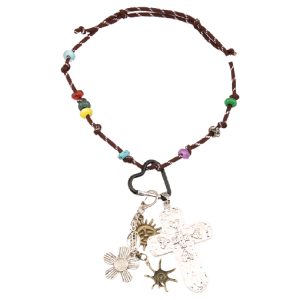 Retro Beaded Heart Cross Pendant Long Necklace for Women - Sweet Cool Sweater Chain, Y2K Style Jewelry 2024