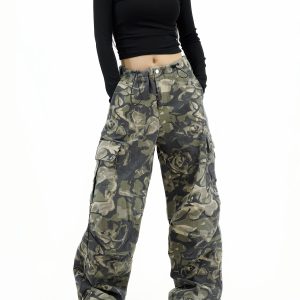Retro Big Pocket Drawstring Cargo Pants for Men and Women - Loose Straight Wide-Leg Casual Trousers, Y2K Style