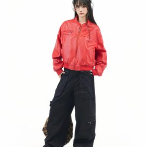 Retro Big Pocket Zipper Wide-Leg Work Pants for Men and Women - Casual Versatile Draped Long Trousers, Y2K Style