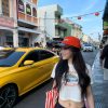 Retro Car Cute Short Tee - Super Soft Slightly Sheer Snowflake Cotton, Versatile and Comfortable for Y2K and 90s Fashion Lovers