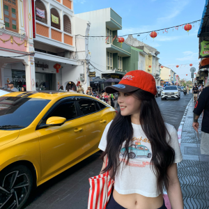 Retro Car Cute Short Tee - Super Soft Slightly Sheer Snowflake Cotton, Versatile and Comfortable for Y2K and 90s Fashion Lovers