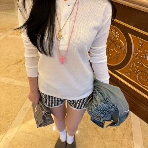 Retro Casual Loose Waffle Long-Sleeve Shirt - Essential Layering Piece for 90s and Y2K Style