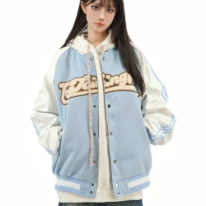 Retro Color-Blocked Striped Baseball Jacket for Men and Women - Loose Fit, American Style, Trendy Autumn Outerwear