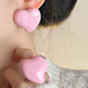 Retro Cream Big Heart Open Ring for Women - European American Niche Design, Light Luxury High-End Couple Band
