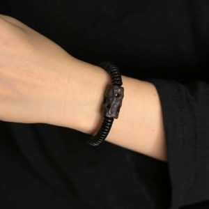 Retro Ebony Wood Bead Circle Bracelet - Stylish Unisex Accessory, Versatile Trendy Jewelry for Men and Women