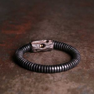 Retro Ebony Wood Bead Circle Bracelet - Stylish Unisex Accessory, Versatile Trendy Jewelry for Men and Women