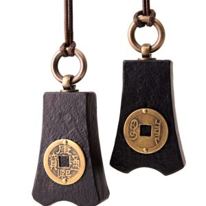 Retro Ebony Wood Coin Pendant Necklace for Men – Minimalist Chinese Style National Trend Accessory