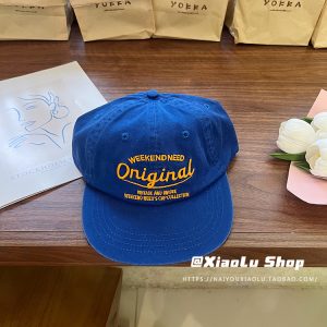 Retro Flat-Brim Blue Embroidered Baseball Cap for Women and Men - 2024 American Style Fashion Accessory