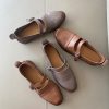 Retro Genuine Leather Mary Jane Shoes for Women, Spring 2025, Flat Low-Heeled Soft Leather Flats, Y2K Vintage Style Footwear