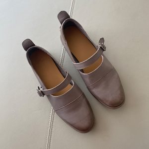 Retro Genuine Leather Mary Jane Shoes for Women, Spring 2025, Flat Low-Heeled Soft Leather Flats, Y2K Vintage Style Footwear