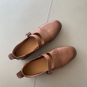 Retro Genuine Leather Mary Jane Shoes for Women, Spring 2025, Flat Low-Heeled Soft Leather Flats, Y2K Vintage Style Footwear