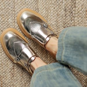 Retro Genuine Leather Open-Toe Half Slippers for Women - Summer Chunky Heel Slip-On Mules Sandals with Thick Sole