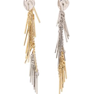 Retro Gold and Silver Color-Blocking Tassel Asymmetrical Long Earrings for Women - Light Luxury High-End Fashion Jewelry