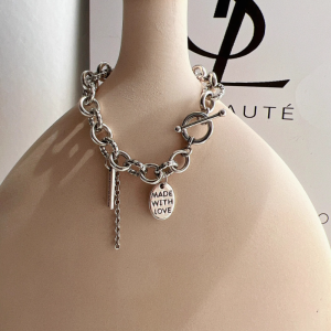 Retro Korean-Style Heavy-Duty Chunky Bracelet for Women, OT Buckle, Hip-Hop Trendy Punk Accessory, Versatile High-End Fashion