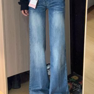 Retro Loose-Fit Flared Jeans for Women - Summer Low-Waist Wide-Leg Bell-Bottom Pants in 90s Style