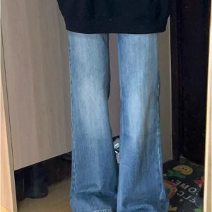 Retro Loose-Fit Flared Jeans for Women - Summer Low-Waist Wide-Leg Bell-Bottom Pants in 90s Style