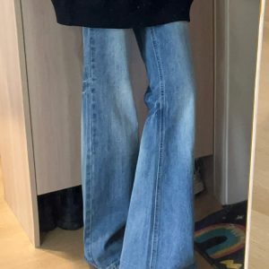 Retro Loose-Fit Flared Jeans for Women - Summer Low-Waist Wide-Leg Bell-Bottom Pants in 90s Style
