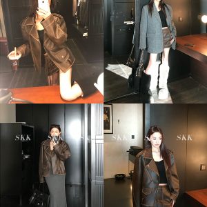Retro Motorcycle Leather Jacket and PU Leather Skirt Set for Women - Borderless Freedom BF Style Spring Fashion
