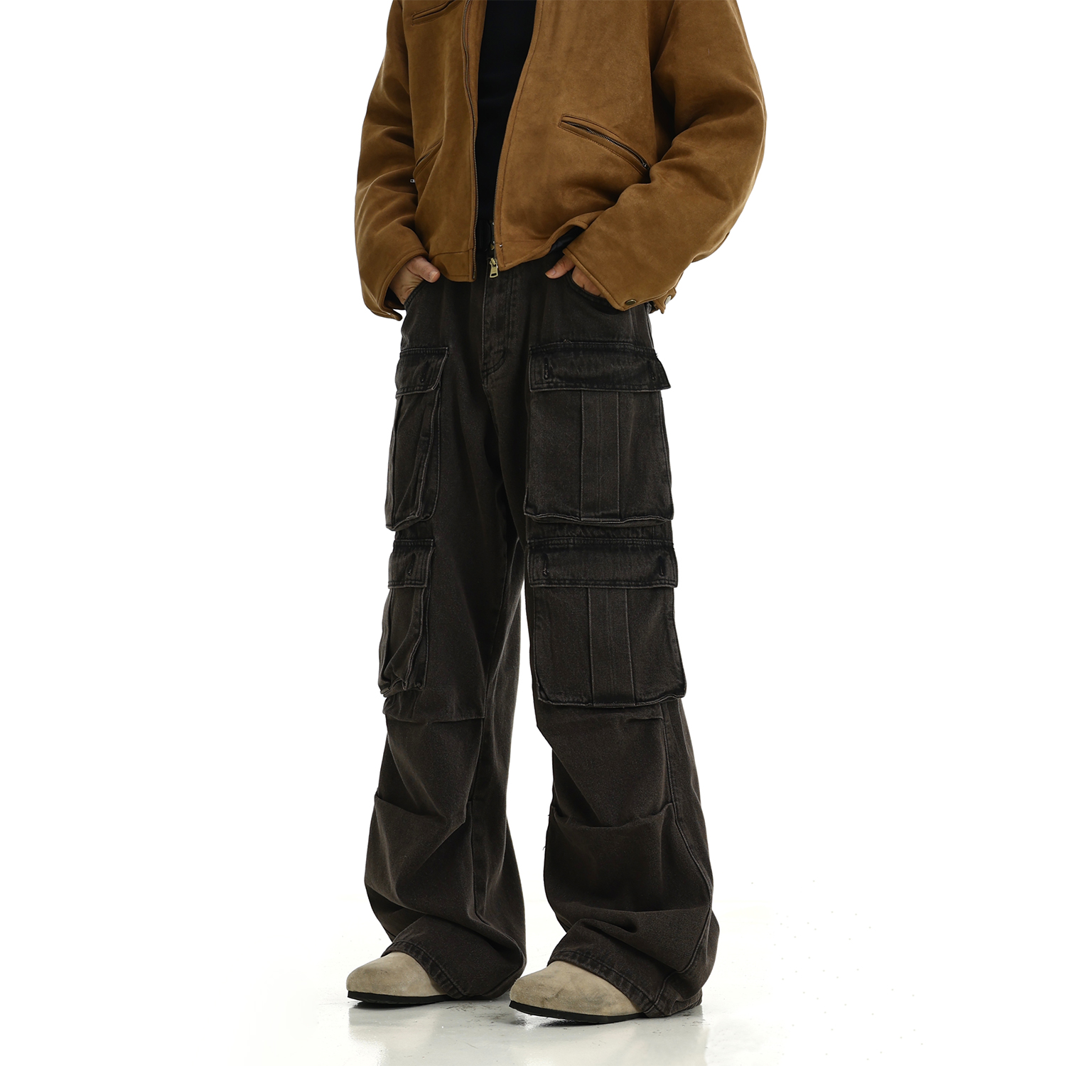 Retro Multi-Pocket Work Casual Pants for Men & Women - Spring/Summer High Street Washed Distressed Loose Fit Long Pants
