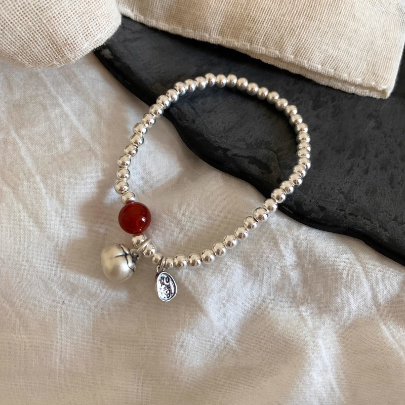Retro National Wind Persimmon Bracelet for Women with Maitreya Buddha Design - Versatile Pearl Hand Accessory for 2025