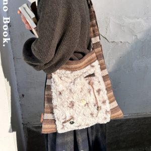 Retro Patchwork Single-Shoulder Tote Bag - Large Capacity Niche Commuter Crossbody Bag for 90s Y2K Fashion Lovers