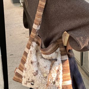 Retro Patchwork Single-Shoulder Tote Bag - Large Capacity Niche Commuter Crossbody Bag for 90s Y2K Fashion Lovers