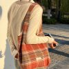 Retro Plaid Women's Handheld Shoulder Bag - Versatile Textured Cloth Tote for Coffee and Tea Lovers
