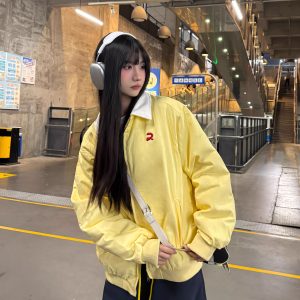 Retro Quilted Thick Jacket for Women - Minimalist Lapel Design, Versatile Casual Coat for Spring, American Style