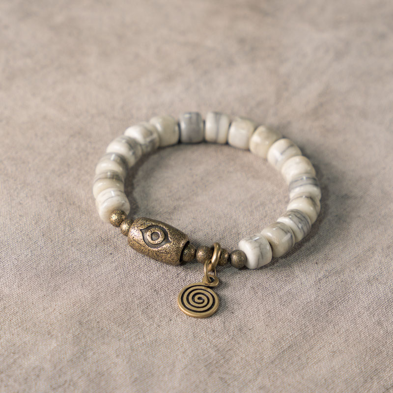 Retro Single-Loop Cow Bone Bracelet for Men - Personalized Antique Copper Bead Accessory, Trendy Fashion Statement