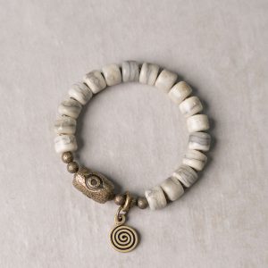 Retro Single-Loop Cow Bone Bracelet for Men - Personalized Antique Copper Bead Accessory, Trendy Fashion Statement