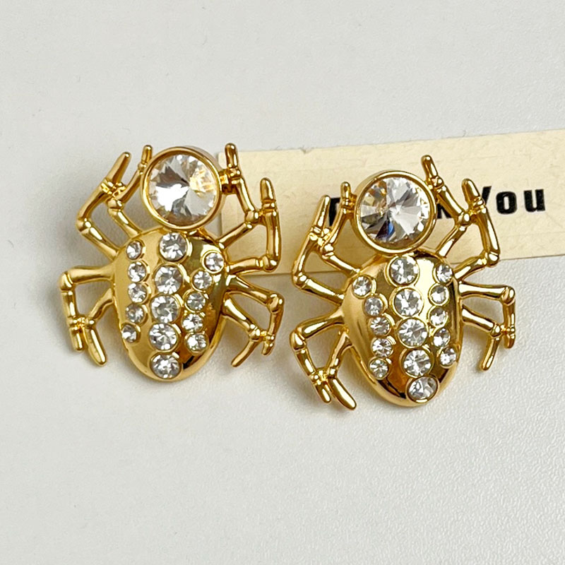 Retro Sparkling Diamond Spider Insect Earrings for Women - Exaggerated Light Luxury Niche Design, Unique High-End Fashion Jewelry