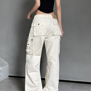 Retro Spicy Girl Loose Wide-Leg Cargo Pants - American Street Style, Heatstroke Vibe, Ground-Dragging Fashion Statement