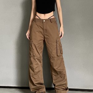 Retro Spicy Girl Loose Wide-Leg Cargo Pants - American Street Style, Heatstroke Vibe, Ground-Dragging Fashion Statement