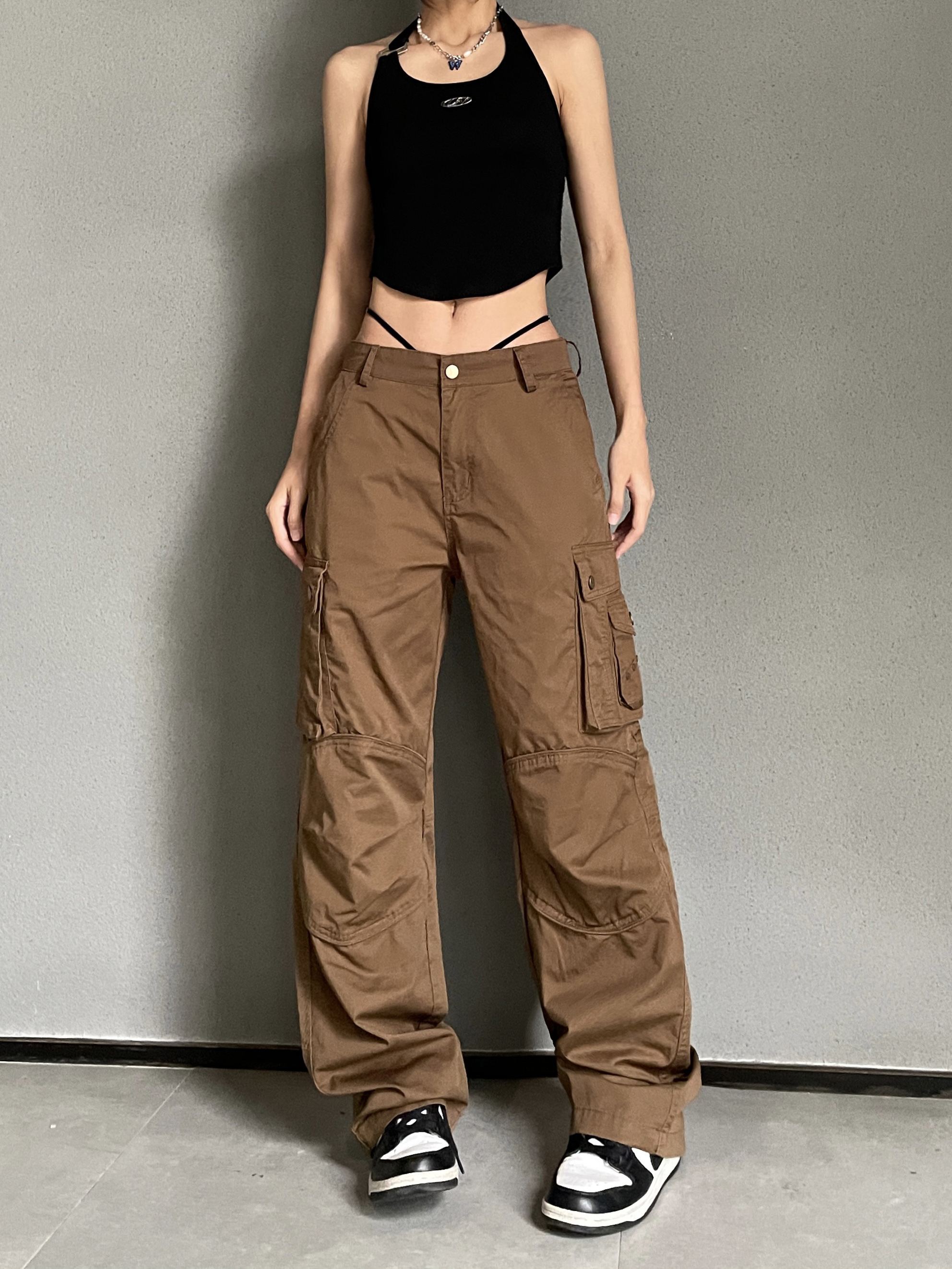 Retro Spicy Girl Loose Wide-Leg Cargo Pants - American Street Style, Heatstroke Vibe, Ground-Dragging Fashion Statement