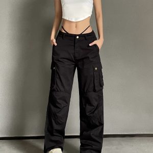Retro Spicy Girl Loose Wide-Leg Cargo Pants - American Street Style, Heatstroke Vibe, Ground-Dragging Fashion Statement