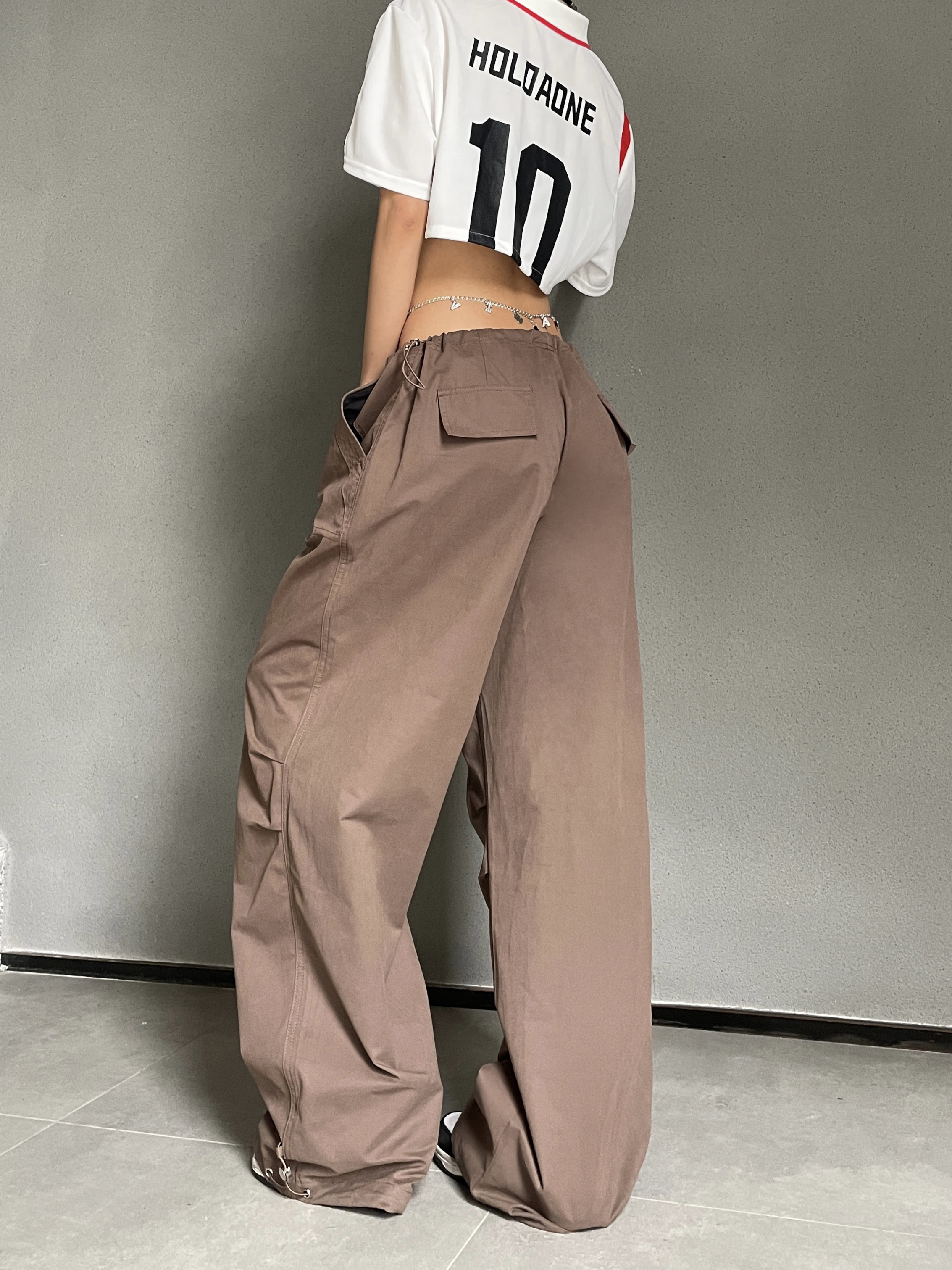 Retro Street Style Drawstring Cargo Pants for Hip-Hop Dance - Loose Wide-Leg Parachute Pants for 90s and Y2K Fashion