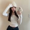 Retro Sweet Spicy Twisted Cable One-Shoulder Long Sleeve Knitted Sweater - Autumn Winter Fashion