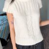 Retro Twisted Cable Slim-Fit Knitted Short Sleeve Top - Unique Versatile Style for Y2K Fashion Lovers