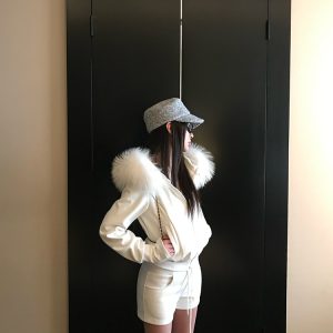 Retro Velvet Raccoon Fur Collar Short Hooded Sweatshirt Jacket Set with Shorts and Pants - Y2K Inspired Fashion