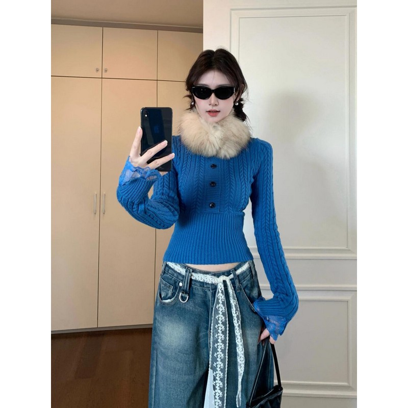 Retro Waist-Cinching Fitted Sweater for Women - Knitted Base Layer Top for Winter & Spring in Alluring Style