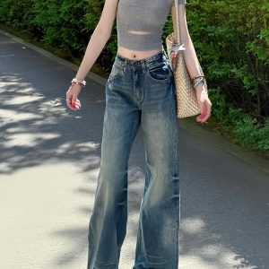 Retro Wide-Leg Jeans for Women - Low-Waist, Loose-Fitting, Versatile Straight-Leg Pants - Summer Fashion Essential